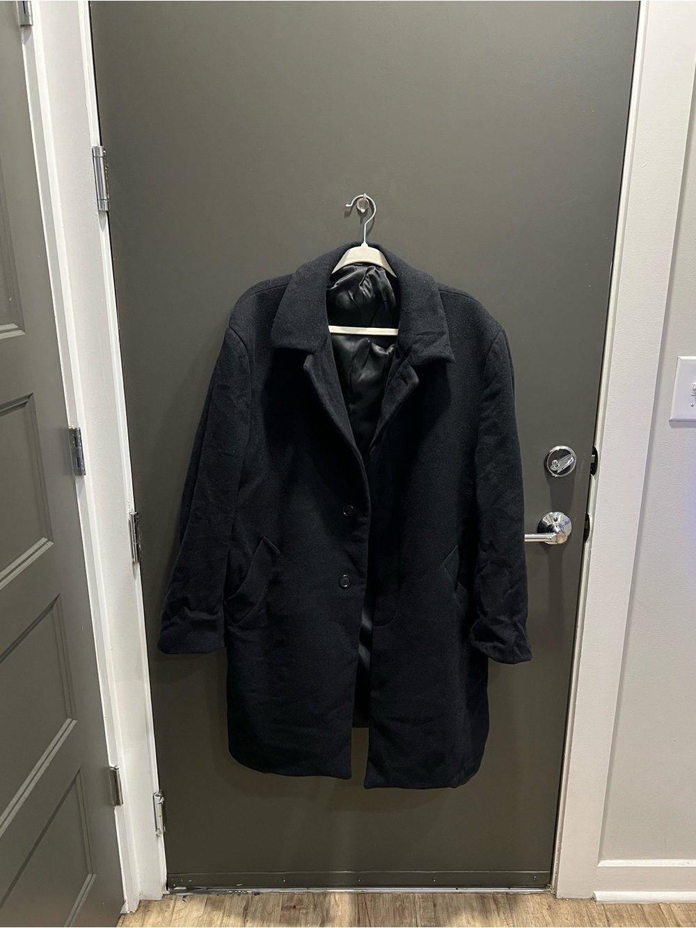 Jos. A. Bank Men’s 46R Black 100% Wool Overcoat Classic Long Coat
